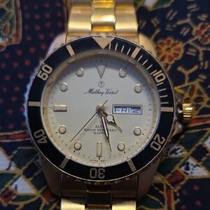 Mathey-Tissot Gold and Black Mens Watch